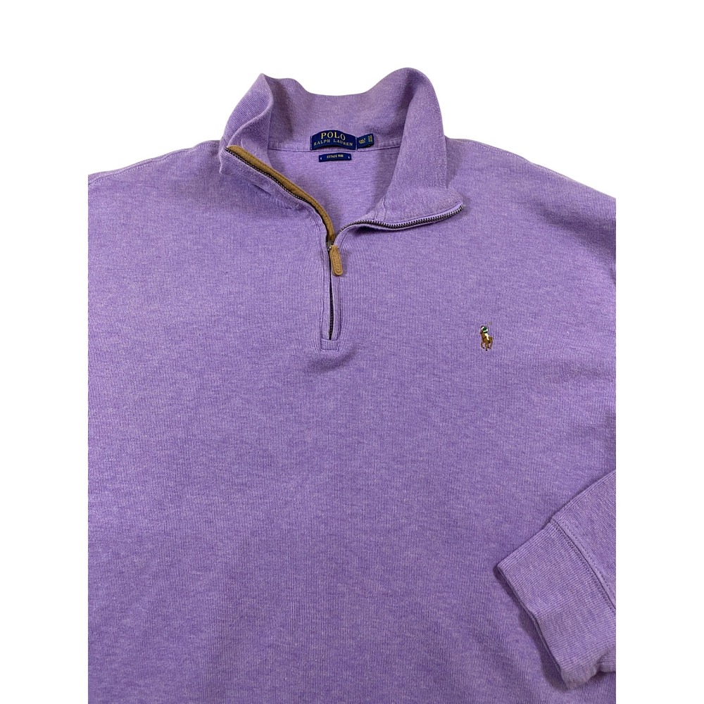 Polo Ralph Lauren Mens 2XLT Purple Estate Rib Quarter Zip Pullover Sweater Tall